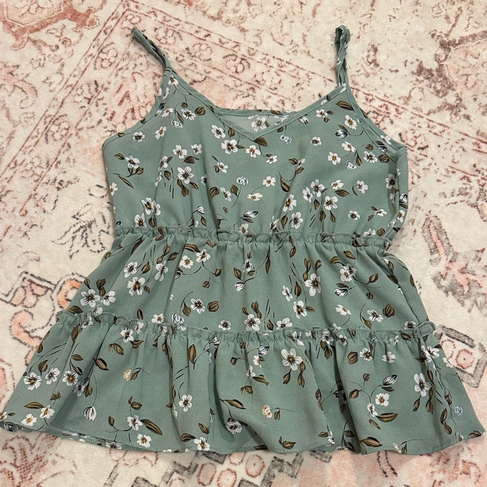 SHEIN Green Floral Print Blouse